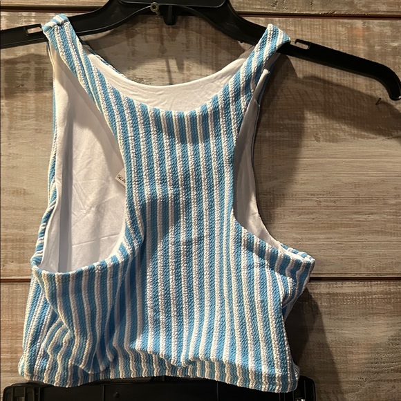 NWT Free people Rhythm Blue and White Striped ribbed bikini set - Picture 7 of 14